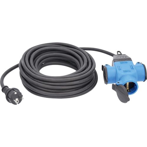 Schwabe 62059 3 Prises Rallonge multiprise Caoutchouc Bleu, IP44 Extérieur (Import Allemagne)