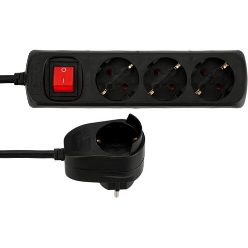 Rallonge multiprise 3+1x 5m + Interrupteur, Noir