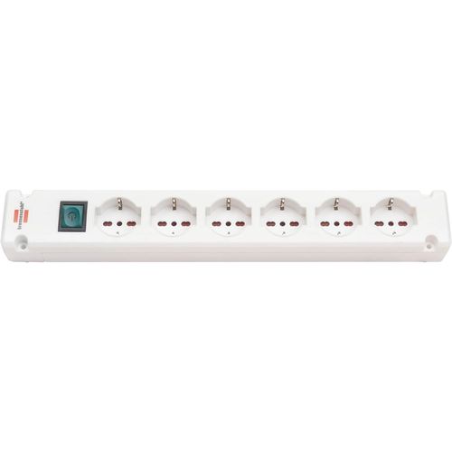 Multiprise Noire sans câble Bremounta | multiprise électrique avec Interrupteur et 6 Prises informatiques | Multiprise Murale avec 4 Points de Support | sans câble | Couleur Blanche