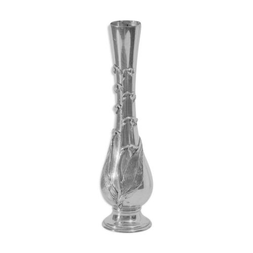 Vase soliflore etain en muguet argent