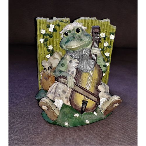 Statuette Grenouille Violoniste en résine 11 x 12 x 12 Cm