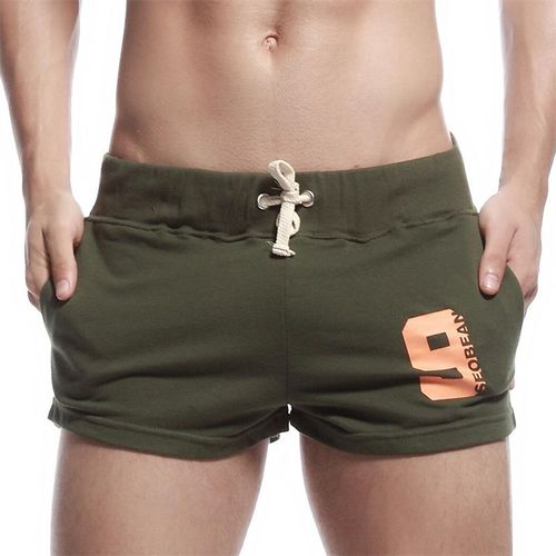 Seobean-Short De Sport En Coton Respirant Pour Hommes,Bas De Vêtements Décontractés,Fitness,Jogging,Salle De Sport À La Maison,Salon,Été