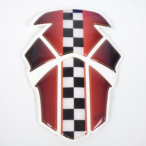 Protection De Réservoir Adhésive Pour Moto Damier Rouge Liseré Or En 6 Parties Neuve