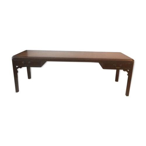 Table Basse En Acajou Et Cuir Marron