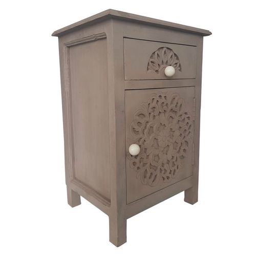 Paris Prix - Table De Chevet 1 Tiroir & 1 Porte "Loco" 60cm Taupe