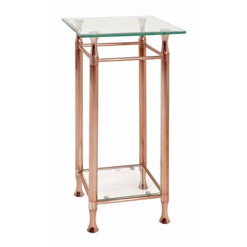 Paris Prix - Table D'appoint Acier & Verre Design "Hyva" 72cm Cuivre