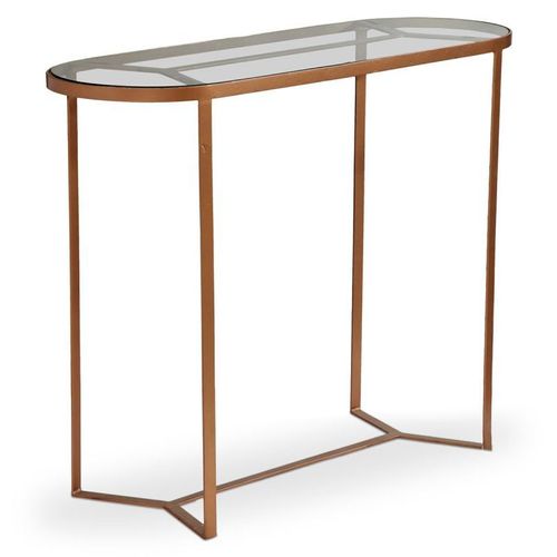 Console En Métal & Verre Design "Firmin" 100cm Cuivre