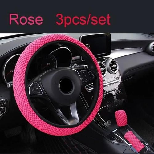 Couvre Volant Universel En Soie Glacée Résistant À Lusure Antidérapant - Autrement - Rose - 3pcs Rose