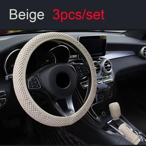 Couvre Volant Universel En Soie Glacée Résistant À Lusure Antidérapant - Autrement - Beige 3pcs Beige
