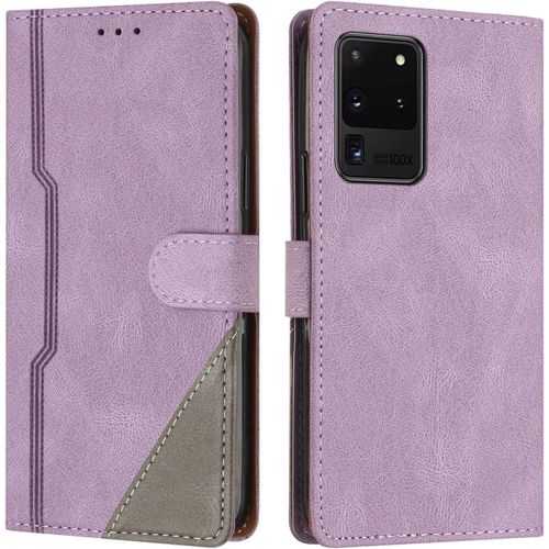 Coque Pour Samsung Galaxy S20 Ultra, Housse Etui Portefeuille Cuir Multifonction, Fermeture Magntique Clapet [Fonction Support] Flip Case Compatible Avec Samsung Galaxy S20 Ultra (Pourpre)