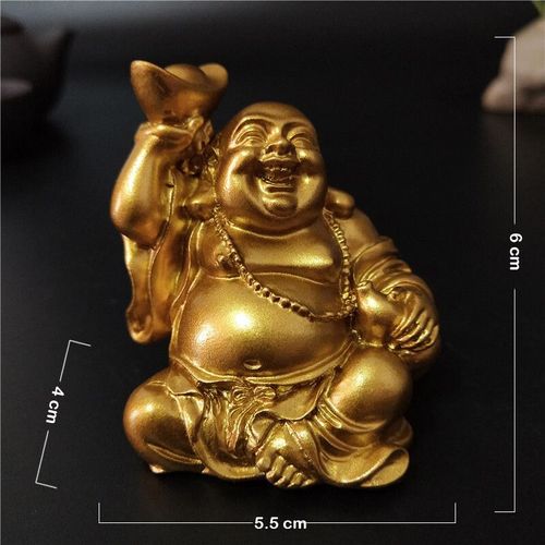 Statue De Bouddha Riant En Bronze,Sculpture De Feng Shui Chinois Maitreya,Ornements En Résine,Décoration De Maison - Type Gold