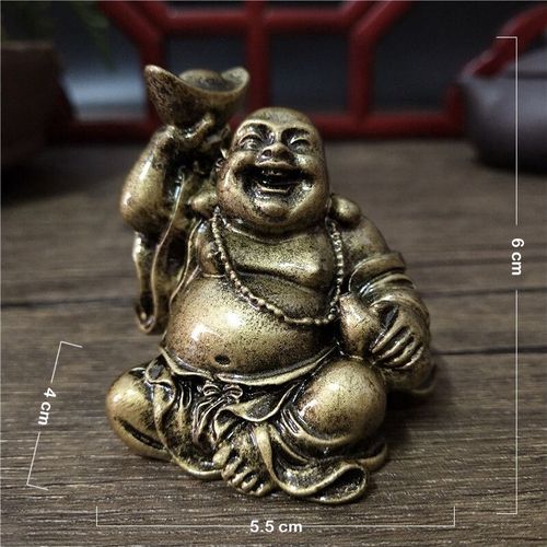 Statue de Bouddha Riant en Bronze,Sculpture de Feng Shui Chinois Maitreya,Ornements en Résine,Décoration de Maison - Type Bronze
