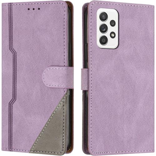Coque Pour Samsung Galaxy A52 4g/5g/A52s 5g, Housse Etui Portefeuille Cuir Multifonction, Fermeture Magntique Clapet [Fonction Support] Flip Compatible Avec Samsung A52 4g/5g/A52s 5g(Pourpre)