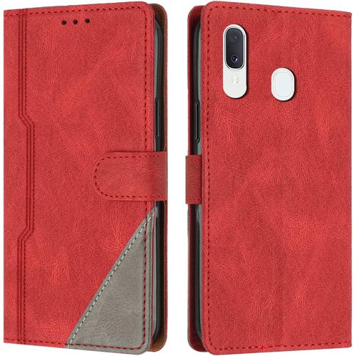 Coque Pour Samsung Galaxy A20 / A30 / M10s, Housse Etui Portefeuille Cuir Multifonction, Fermeture Magntique Clapet [Fonction Support] Flip Case Compatible Avec Samsung A20/A30/M10s (Rouge)