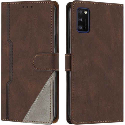 Coque Pour Samsung Galaxy A41, Housse Etui Portefeuille Cuir Multifonction, Fermeture Magntique Clapet Anti-Choc [Fonction Support] Flip Case Compatible Avec Samsung Galaxy A41 (Marron)