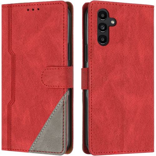 Coque Pour Samsung Galaxy A24 4g, Housse Etui Portefeuille Cuir Multifonction, Fermeture Magntique Clapet Anti-Choc [Fonction Support] Flip Case Compatible Avec Samsung A24 4g (Rouge)