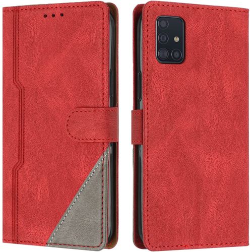 Coque Pour Samsung Galaxy A51 4g / M40s, Housse Etui Portefeuille Cuir Multifonction, Fermeture Magntique Clapet [Fonction Support] Flip Case Compatible Avec Samsung A51 4g/M40s (Rouge)