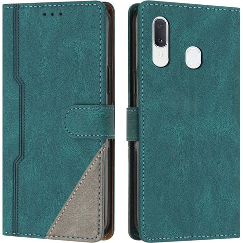 Coque Pour Samsung Galaxy A40, Housse Etui Portefeuille Cuir Multifonction, Fermeture Magntique Clapet Anti-Choc [Fonction Support] Flip Case Compatible Avec Samsung Galaxy A40 (Vert)