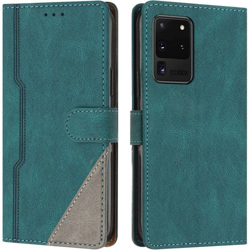 Coque Pour Samsung Galaxy S20 Ultra, Housse Etui Portefeuille Cuir Multifonction, Fermeture Magntique Clapet [Fonction Support] Flip Case Compatible Avec Samsung Galaxy S20 Ultra (Vert)