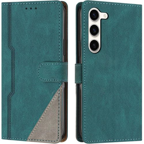 Coque Pour Samsung Galaxy S23 Plus, Housse Etui Portefeuille Cuir Multifonction, Fermeture Magntique Clapet Anti-Choc [Fonction Support] Flip Case Compatible Avec Samsung S23 Plus (Vert)