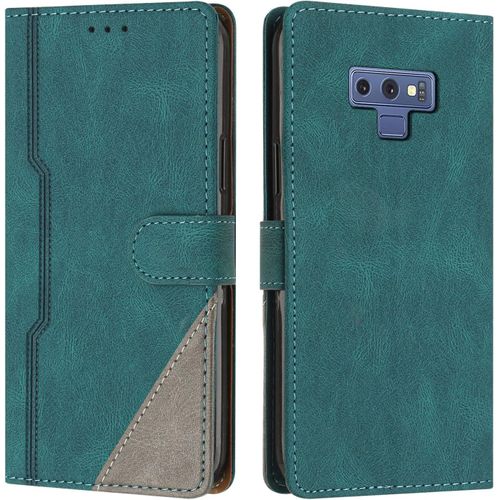 Coque Pour Samsung Galaxy Note 9, Housse Etui Portefeuille Cuir Multifonction, Fermeture Magntique Clapet [Fonction Support] Flip Case Compatible Avec Samsung Galaxy Note 9 (Vert)