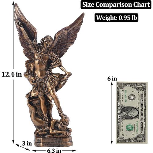 San Miguel Arcangel Statue,St Michel En Résine Bronzée,The Archange Raidiously Over Satan Collection,12.5in - Type B #A