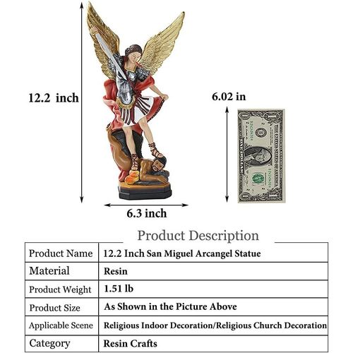 San Miguel Arcangel Statue,St Michel En Résine Bronzée,The Archange Raidiously Over Satan Collection,12.5in - Type C #A