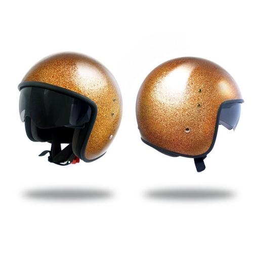 Casque Jet Up Taille Xs Smart Glitter Gold Avec Visière Solaire Pour Moto Scooter