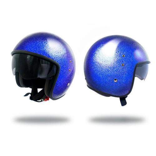 Casque Jet Up Taille M Smart Glitter Blue Avec Visière Solaire Pour Moto Scooter