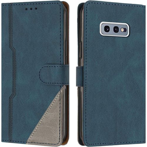 Coque Pour Samsung Galaxy S10e, Housse Etui Portefeuille Cuir Multifonction, Fermeture Magntique Clapet Anti-Choc [Fonction Support] Flip Case Compatible Avec Samsung Galaxy S10e (Bleu)