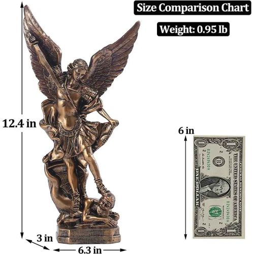 San Miguel Arcangel Statue,St Michel En Résine Bronzée,The Archange Raidiously Over Satan Collection,12.5in - Type B #B
