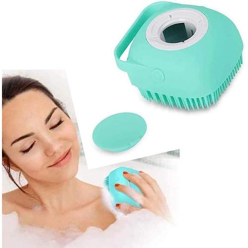 Brosse De Douche En Silicone (Bleue), Brosse De Douche Douce 2 En 1, Gommage Corporel Avec Distributeur De Gel Douche, Outil De Douche Pour Bébé Et Homme Brosse De Shampoing De Massage Multicolore