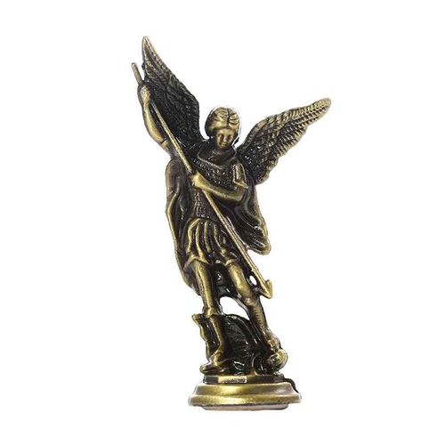 Statue chrétienne de San Miguel Arcangel,statue de St Michel,alliage bronzé,statue de St Michel,archange raidement sur Satan - Type bronze