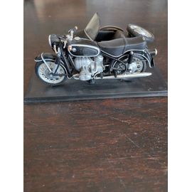 Maquette Side-Car Bmw R-60 2 Modele Reduit Sur Socle De 16 Cm / Marque Solido-Solido