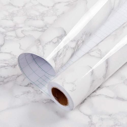 OUTAD® Papier Peint Adhesif Mural Gris et Blanc Marbre Rouleau Adhesif  Decoratif Papier Adhesif Revêtement Plan de Travail -40x300cm