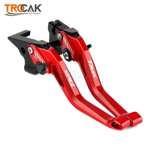 Leviers De Frein Et D'embrayage Réglables En Aluminium Cnc,Accessoires De Poignée Pour Moto Yamaha Tmax 530 Tprévention 530 Sx Dx Tmax 560 - Type Red Black