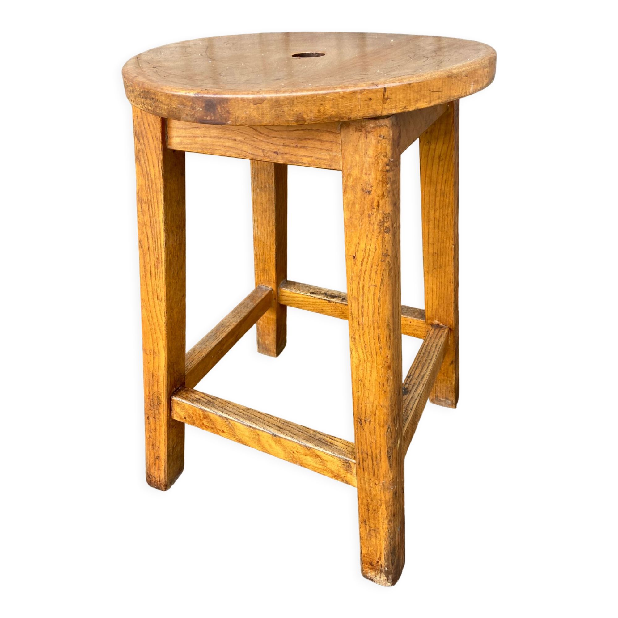 Tabouret De Ferme Frne Rustique 1940 Marron