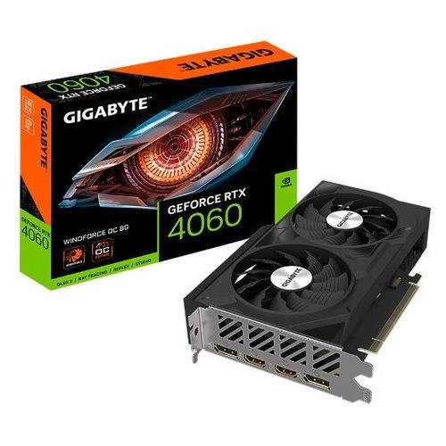 Gigabyte GeForce RTX 4060 WINDFORCE OC 8G - Carte graphique - GeForce RTX 4060 - 8 Go GDDR6 - PCIe 4.0 - 2 x DisplayPort, 2 x HDMI