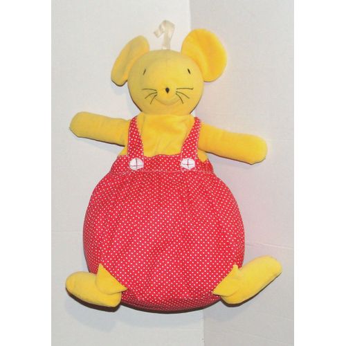 Doudou Souris Sucre D Orge Range Pyjama Salopette Tissus Rouge A Pois 39 Cm