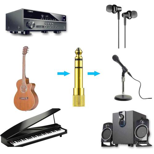 E-BELL Adaptateur jack stéréo 6,35 mm mâle vers 3,5 mm femelle plaqué, adaptateur  jack 6,35 3,5 pour casque d'amplificateur compatible avec les casques  d'écoute de guitares et de claviers électroniques