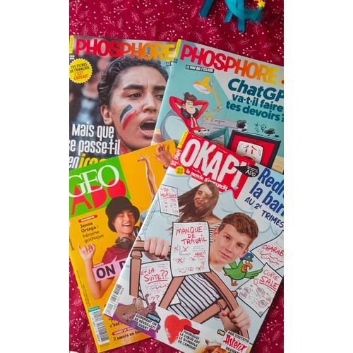 Lot De 4 Magazines Ados Jeunesse, Okapi, Phosphore, Géo Ado...