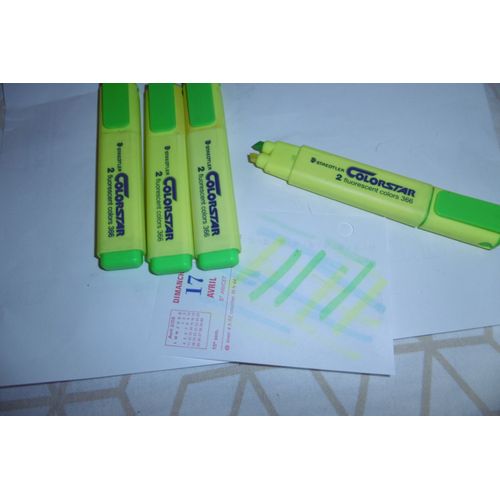 Surligneur 2 Fluo En 1 Jaune Et Vert Colorstar Staedtler 366 Lot De 4