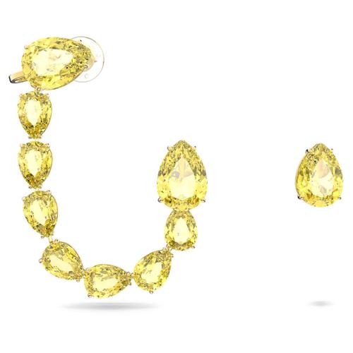 Boucle D'oreille Manchette Millenia, Parure (2), Design Asymétrique, Taille Poire, Jaune, Placage De Ton Or