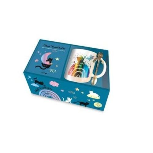 Coffret Chat'ouillette - Avec 1 Mug Couleur Irisé, 1 Touillette Couleur Irisé Et 1 Livre D'humour Sur Les Chats