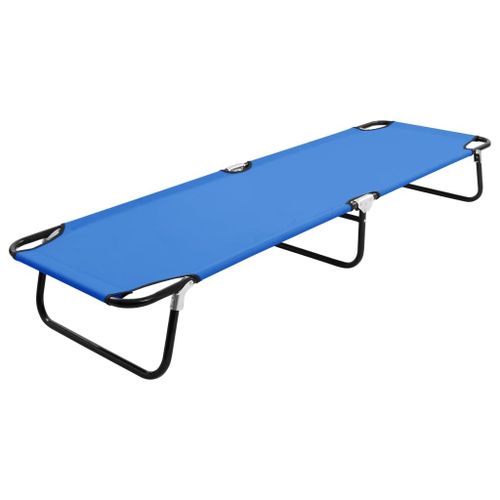 Transat Chaise Longue Bain De Soleil Lit De Jardin Terrasse Meuble D'extérieur Pliable Acier Bleu Helloshop26 02_0012865