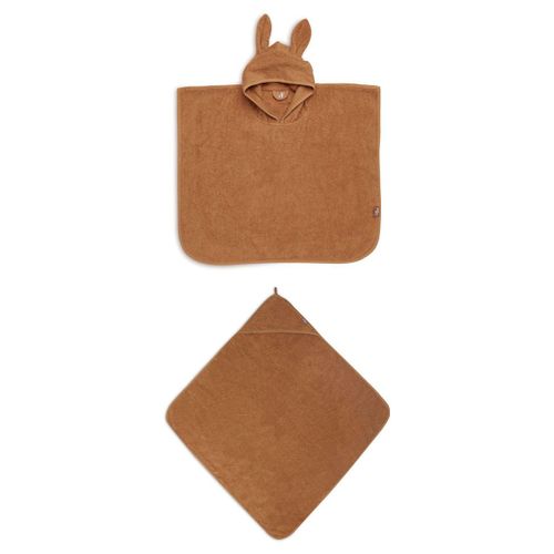 Ensemble Éponge - Cape De Bain Et Poncho De Bain - Chocolat