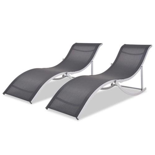 Lot De Deux Chaises Longues Pliantes Aluminium Et Textilène Helloshop26 02_0011961