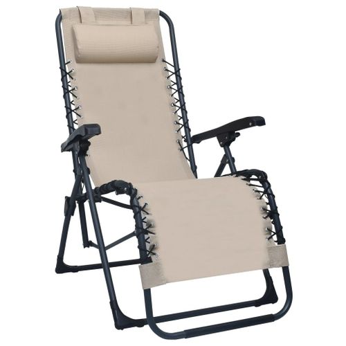 Chaise Pliable De Terrasse Textilène Crème Helloshop26 02_0011893