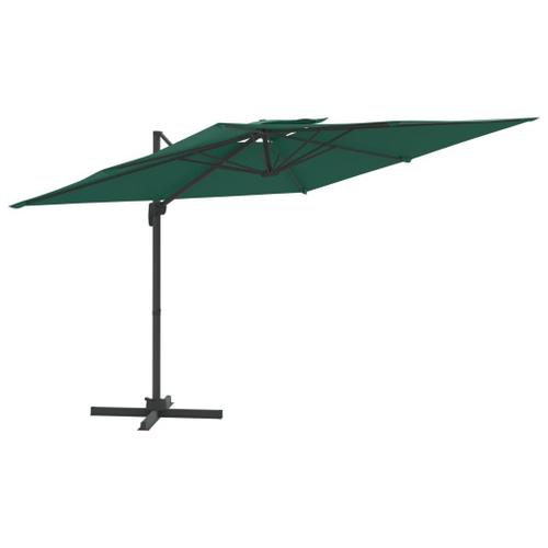 Parasol Meuble De Jardin Cantilever À Double Toit 300 X 300 Cm Vert Helloshop26 02_0008163