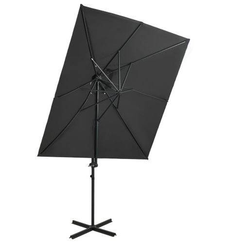 Parasol Déporté À Double Toit 250 X 250 Cm Anthracite Helloshop26 02_0008564